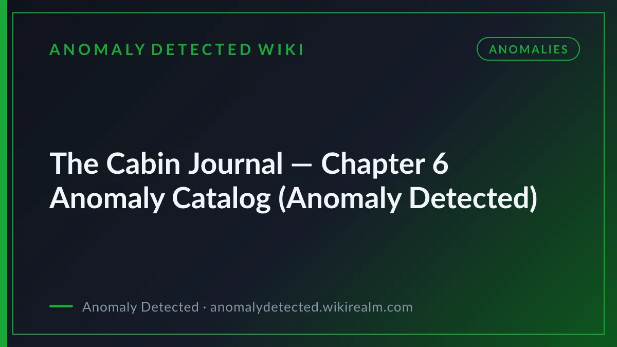 The Cabin Journal — Chapter 6 Anomaly Catalog (Anomaly Detected)
